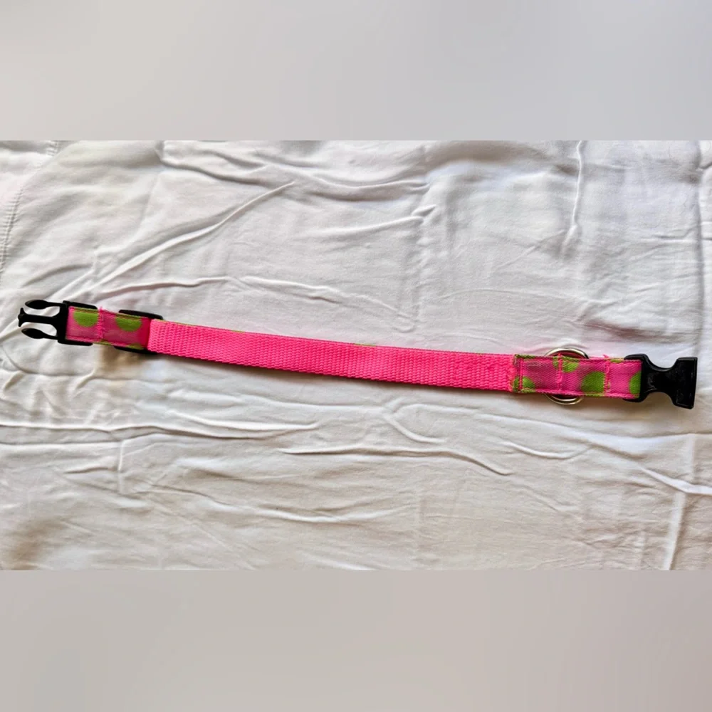 WALK-E-WOO Neon Pink & Green Polka Dot Dog Collar